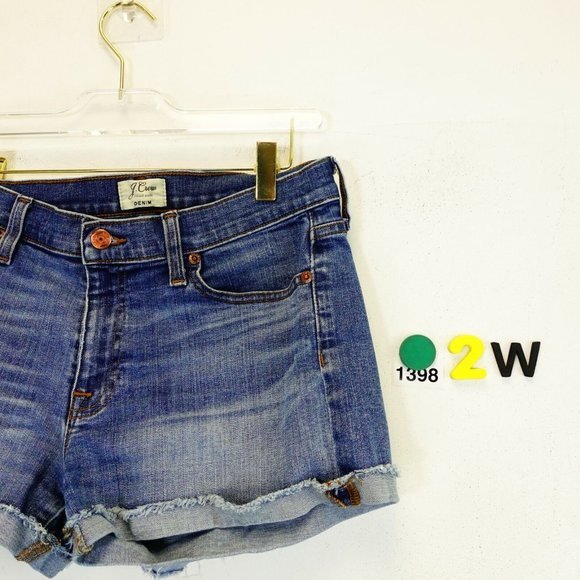 Edgy Jorts‎ Womens Shorts 27 J CREW Denim Blue Cuff Raw Hem Retro Y2K Faded 30x3 - Picture 9 of 10